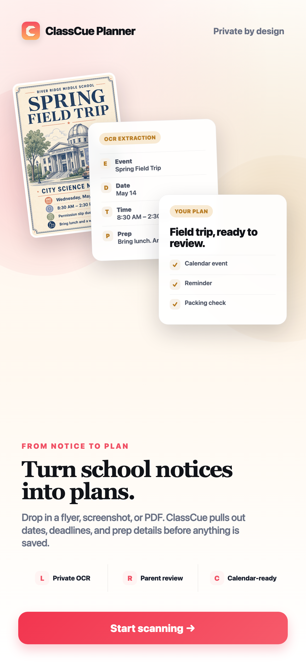 School notice prepared for review